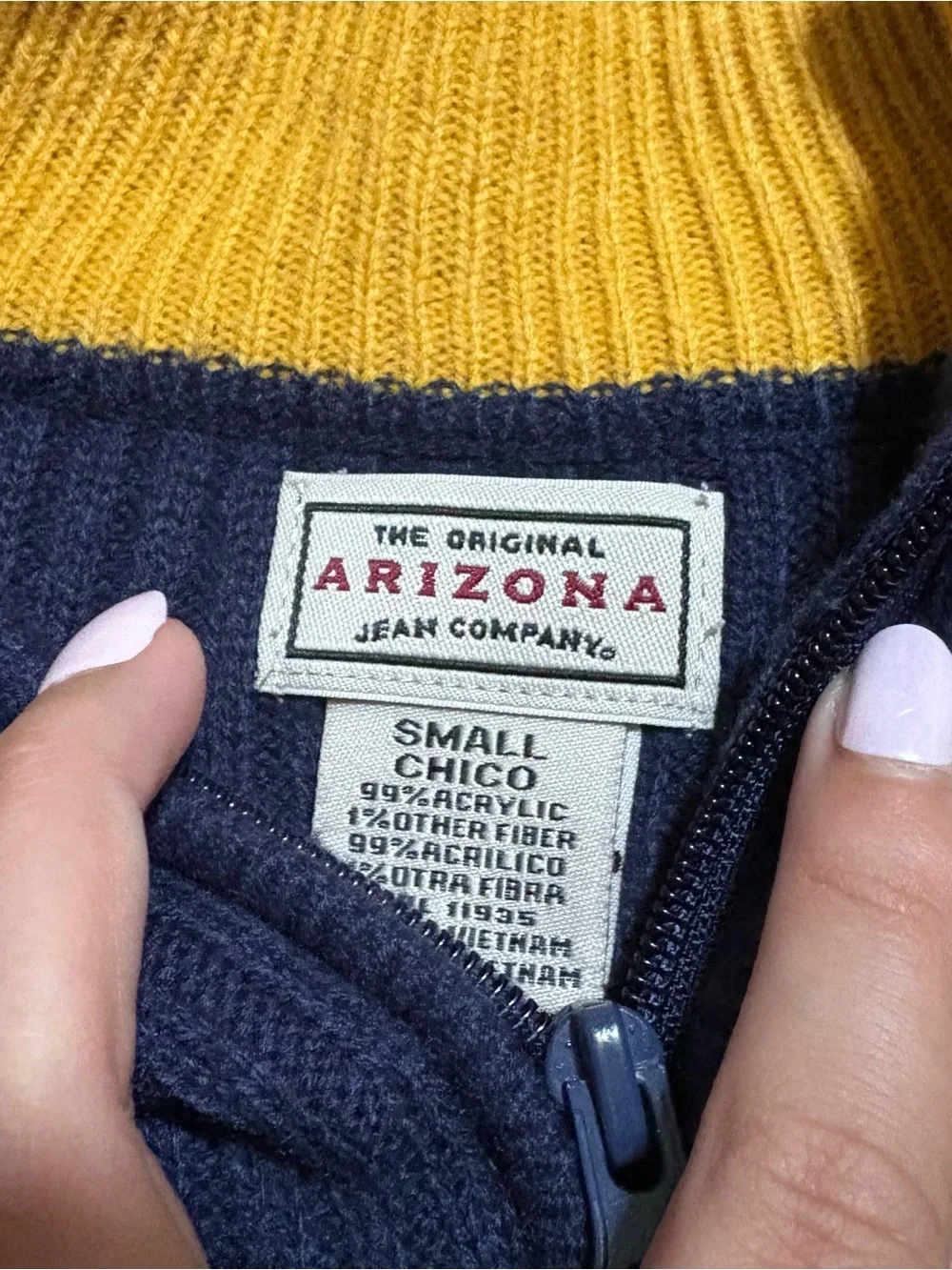 Vintage Arizona Jean Co Heavyweight Quarter Zip Sweater Knit Men’s Small Y2K 90s